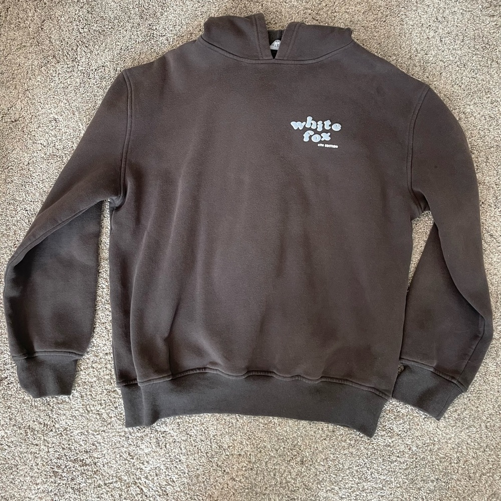 white fox hoodie, slate gray size s/m